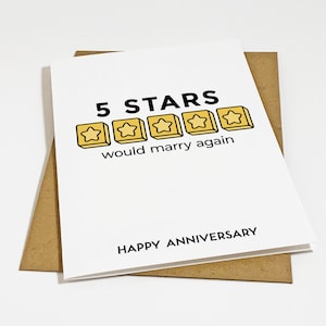 Critique de mariage 5 étoiles - carte d'anniversaire de mariage hilarante - voeux d'anniversaire drôle pour mari, carte pour lui