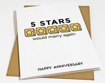 5 Star Marriage Review - Hilarious Wedding Anniversary Card - Funny Anniversary  Greeting For Husband, Card For Him