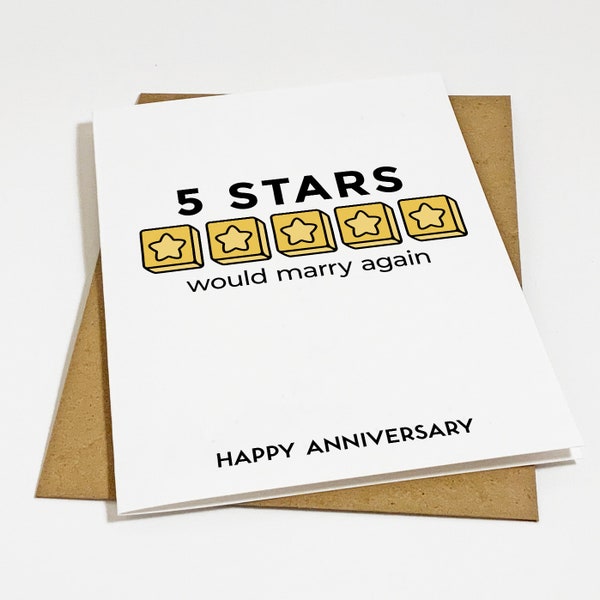 5 Star Marriage Review - Hilarious Wedding Anniversary Card - Funny Anniversary  Greeting For Husband, Card For Him