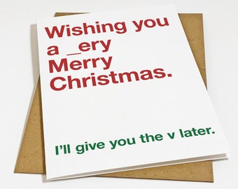 Funny Christmas Card For Boyfriend - Card For Husband - Very Merry Christmas V For Later
