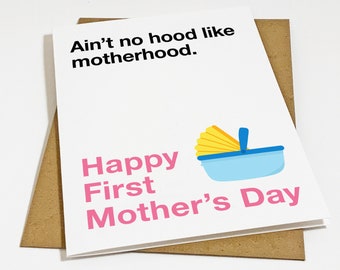 First Mother's Day Card For New Mom, Ain't No Hood Like Motherhood, Mom Group Mother's Day Card For Best Friend