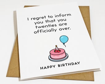 Twenties Officially Over - Snarky 30th Birthday Card For Bestie - Mean & Sarcastic Greeting Card For Co-worker