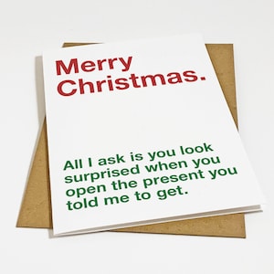 Look surpris carte de Noël - carte de Noël Dead Pan - carte de vœux pour petite amie