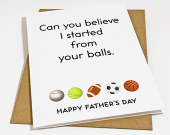 Funny Sports Dad Father's Day Card,  Crude Dad Joke Card, Sarcastic Father's Day