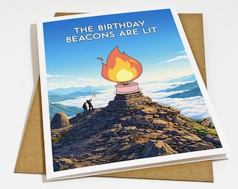 The Geeky Birthday Card For Boyfriend: 'The Birthday Beacons Are Lit' - Matte White A2 Greeting