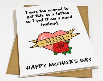 Tattoo Mother's Day Card For Mom - Funny Mother's Day Card