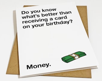 Money Birthday Card, Witty Birthday Gift, Funny Birthday Card For Son, Nephew or Niece, Cash Money Birthday Card, Best Friend, BFF
