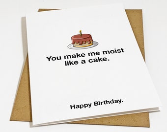 Funny Moist Chocolate Cake Birthday Card For Boyfriend - Husband Birthday Greeting Card - Naughty Greeting Card