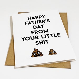 Carte de voeux amusante pour la fête des pères - Your Little Shit - Carte de voeux fête des pères pour papa - Carte de voeux A2 blanc mat