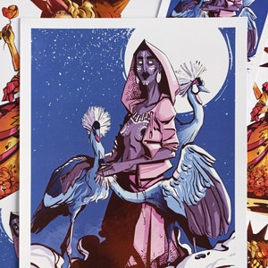 FEMME A LA LUNE - Illustration format A4-A5-Carte postale