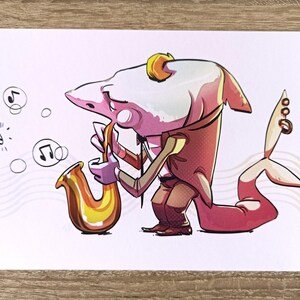JAZZY SHARK (do do do) - Illustration format A4-A5-Carte postale