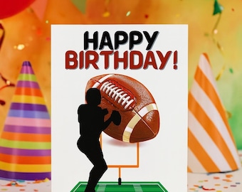 Football Birthday Card – Player Silhouette, Sports Theme (Instant Download)