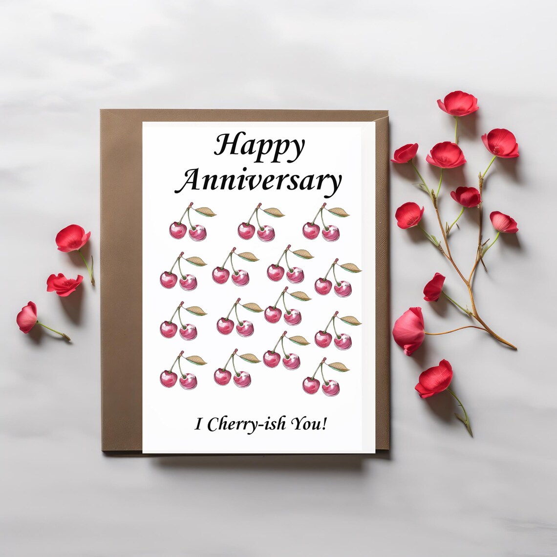 Cherry Anniversary Card – Printable Greeting Card With Cherries & “I ...