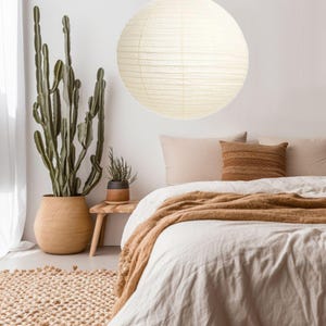 Linen Round Warm White Ceiling Pendant- Light Shade- Linen- Handmade- Hanging Light pendant -Wabi Sabi- Home Decor- Linen Pendant Light