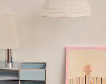 Warm White | Linen Dome Pendant Light Shade | Japandi Scandinavian Hanging Ceiling Light | Coastal Home | Modern Farm House Style | 24in