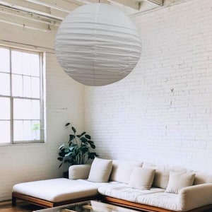 Organic Cotton Round Pendant Light Shade: Minimalist Japandi Style, 70cm