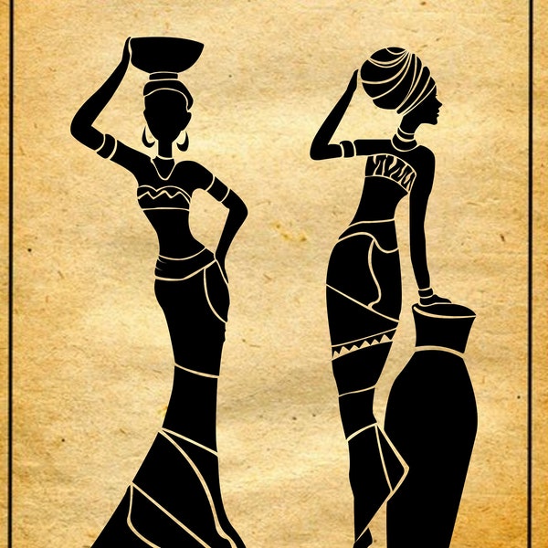 Tribal African Women/ Cut files for Cricut / Download ClipArt Graphic for Dyi craft wall furniture deco , SVG, PNG