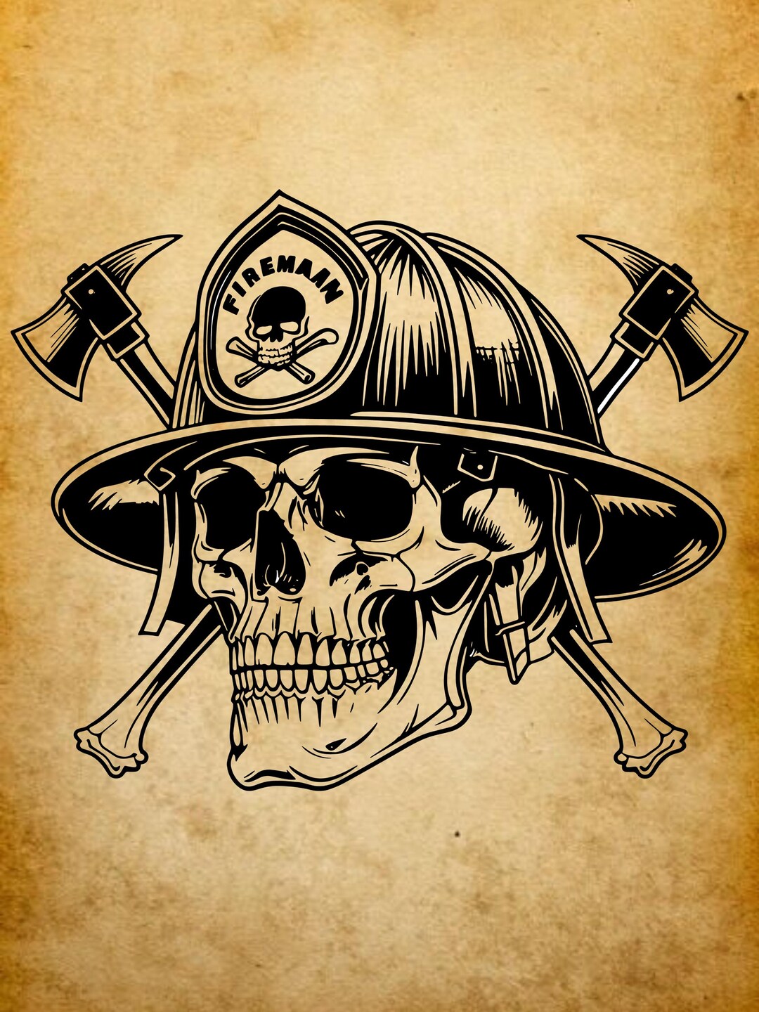 Firefighter Skull SVG| Fireman Helmet With Axes PNG| Firefighter Pride ...