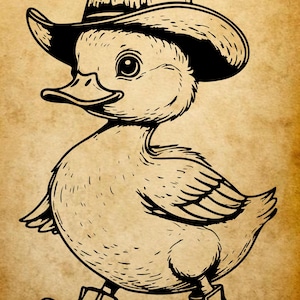 Cowboy Duck SVG, Cute Western Duck PNG, Farm Animal Clipart, Funny Duck Wearing Hat Boots SVG, Country Farmhouse Decor for Cricut Silhouette
