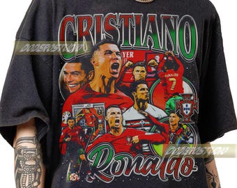 Limited C Ronaldo Vintage Shirt, CR7 Portugal Soccer Gifts for Woman and Man, Retro Christiano CR7 Merch Gift, Ronaldo 90s Bootleg T-Shirt