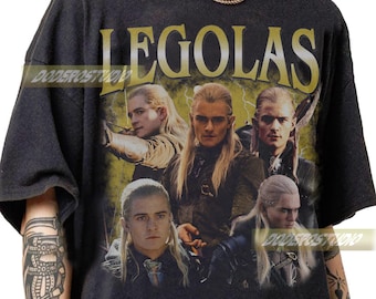 Camiseta Legolas Vintage de Edição Limitada, Camiseta com Estampa Gráfica do Legolas, Presente Ideal para Homens e Mulheres, Presente Retrô do Filme Legolas, Camiseta Legolas Estilo Anos 90 (Referência à Camiseta Original)
