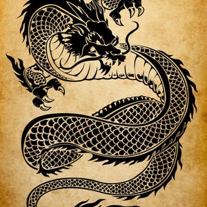 Maestoso drago cinese /drago del capodanno cinese/File di taglio/Scarica ClipArt Grafica per DIY artigianato parete mobili deco, SVG, PNG