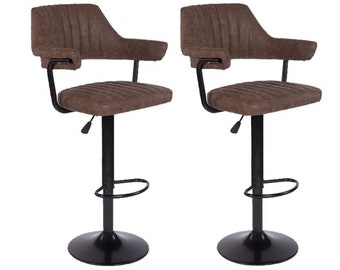 Set of 2 swivel bar stools Vintage Brown Seat Adjustable-Ecological Leather