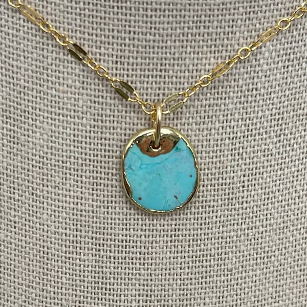 Turquoise Necklace, Turquoise Charm Pendant, Minimalist Necklace, Rodeo Necklace