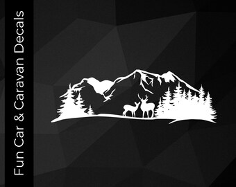 Deer in Mountains Vinyl Decal: Car Window Sticker