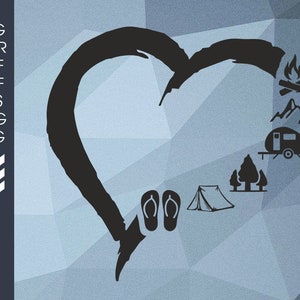 Camping Heart SVG, PDF, EPS, svg Files for Cricut,Cuttable Cricut- Digital Files download svg dxf eps cdr pdf png jpg