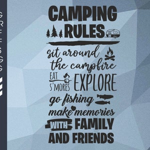 Camping Rules SVG: Cuttable Cricut Files (Digital Download)