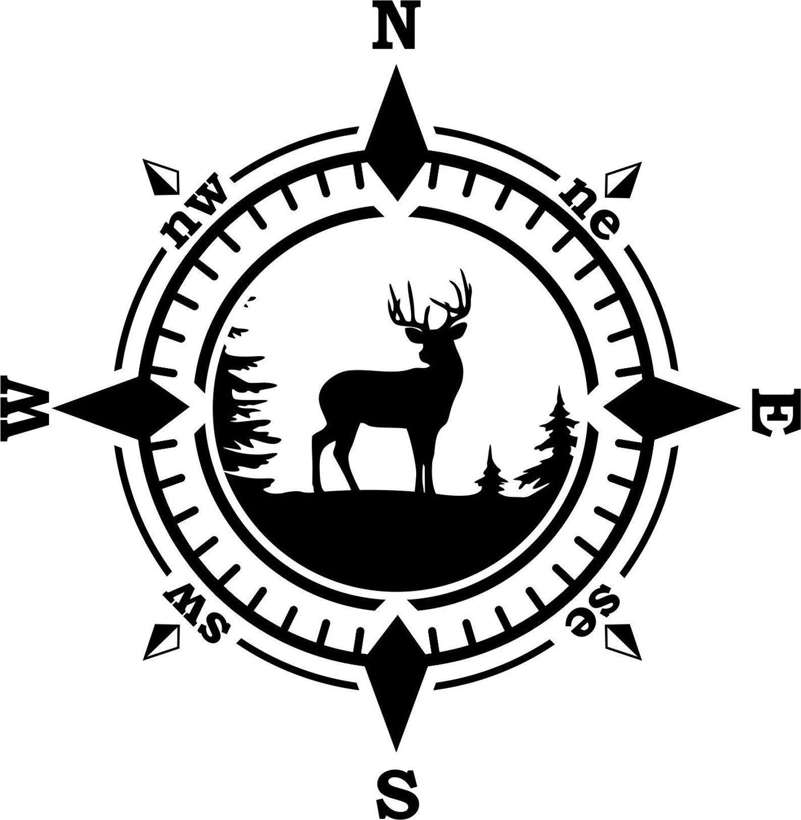 Compus With Deer Deer Compass SVG: Cuttable Cricut Files (digital Download) - Etsy
