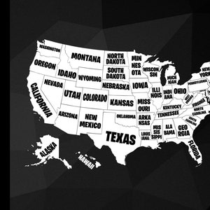 Carte des États-Unis avec des noms en vinyle autocollant, carte des États-Unis avec des noms autocollant, autocollant en vinyle