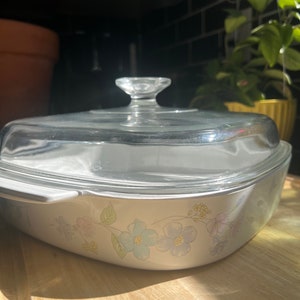 Vintage Corning Ware Pastel Floral Bouquet Casserole Dish