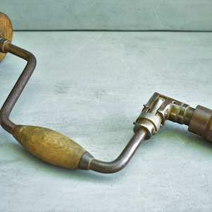 vintage hand drill, hand drill, vintage manual drill, Antique Hand Drill With Wood Handle, Rare antique hand drill,  hand drill for drilling