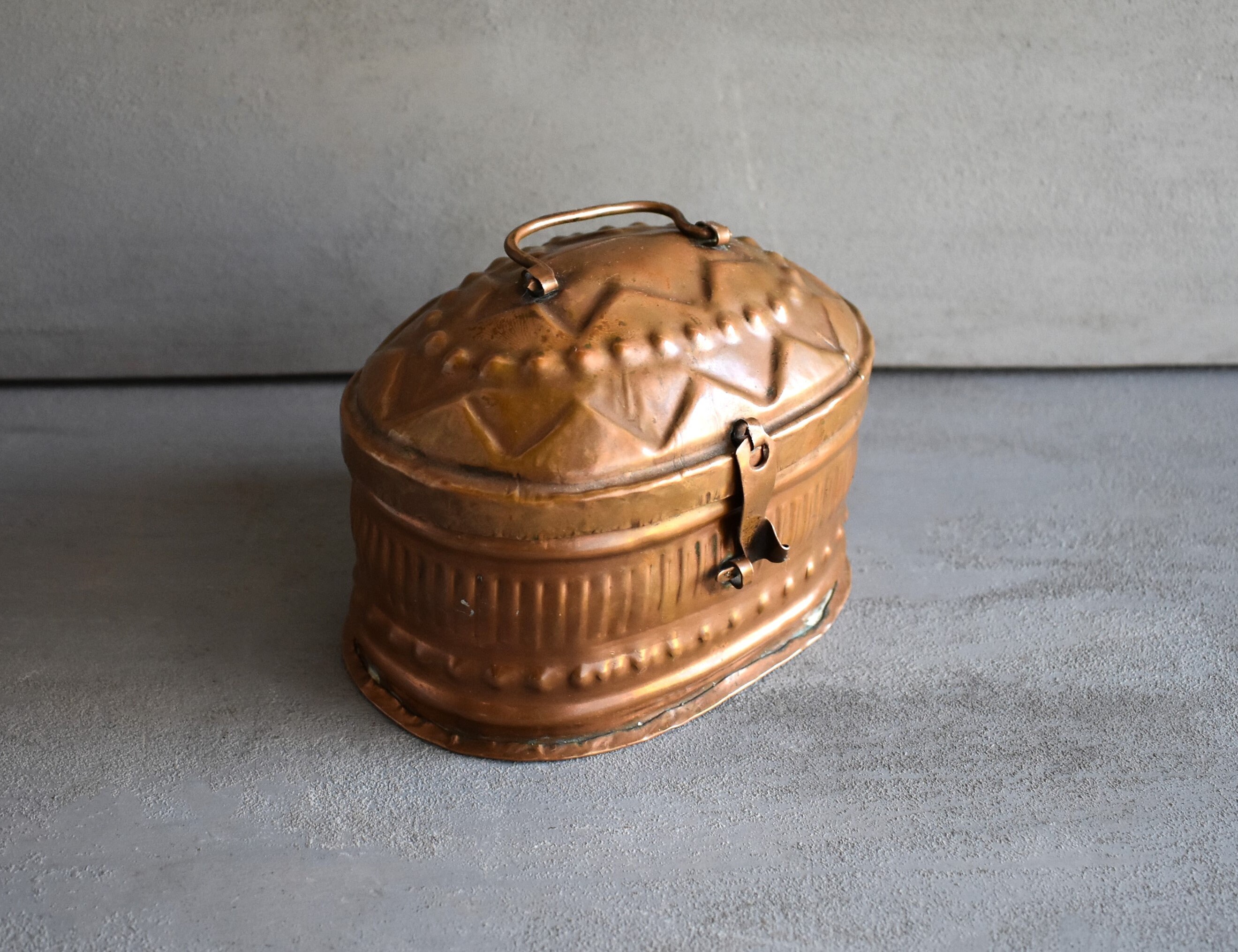 Antique Silvered Copper Japanese Cigarette Box with Pagoda