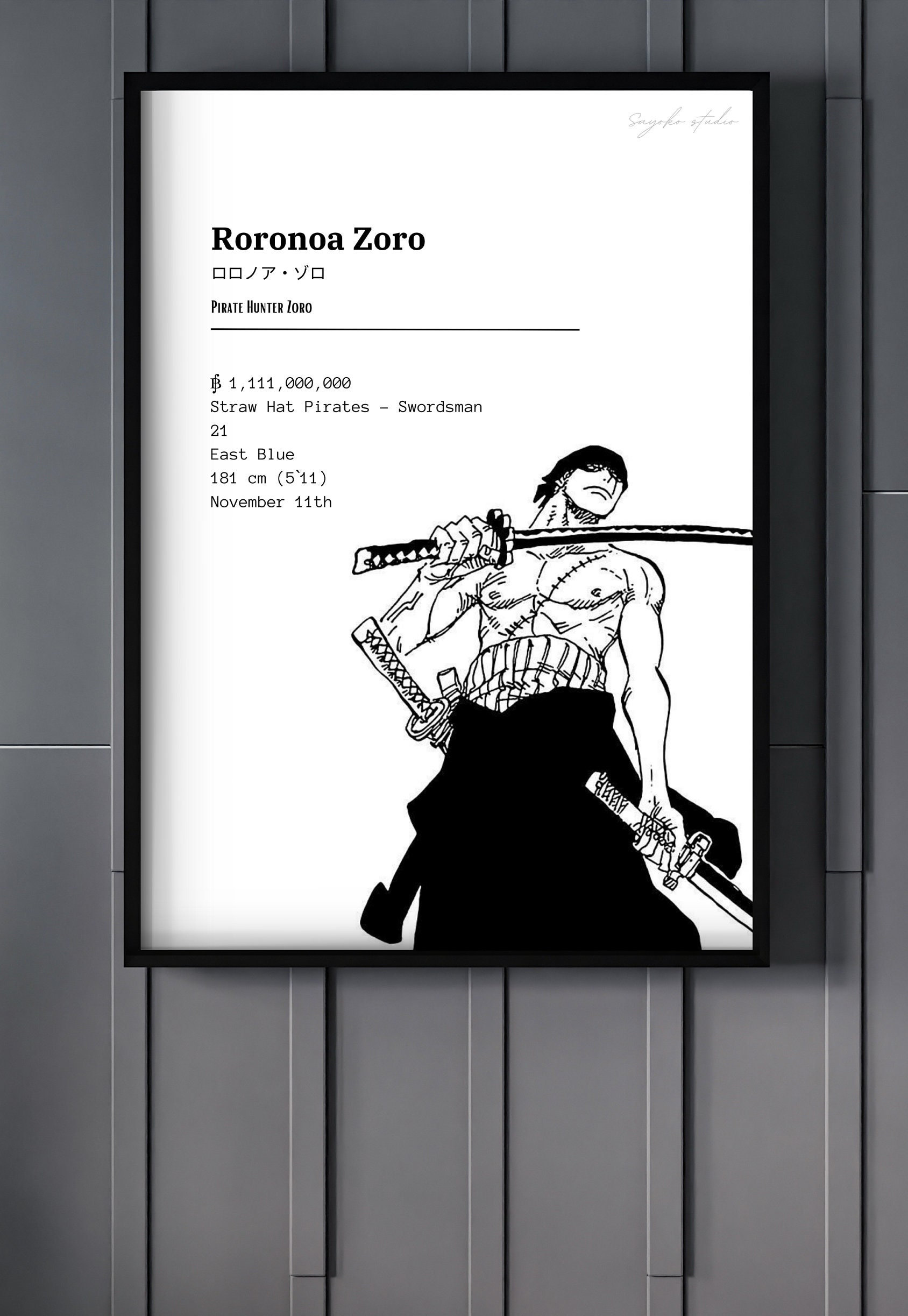 Roronoa Zoro - OP - Etsy