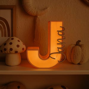 Personlig bokstavslampa med namn | Nattlampa för barn med LED-ljusslinga | 3D-bokstav | Present till födsel och dop