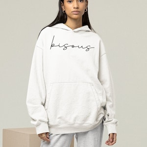 Bisous Hoodie, Kisses Hoodie, Hoodies for Women, Hoodies with Words, Hoodies with Sayings, Minimalist Hoodie, French Gift, French Word Shirt