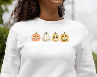Halloween Pumpkin Sweatshirt, Spooky Jack-o-Lantern Crewneck