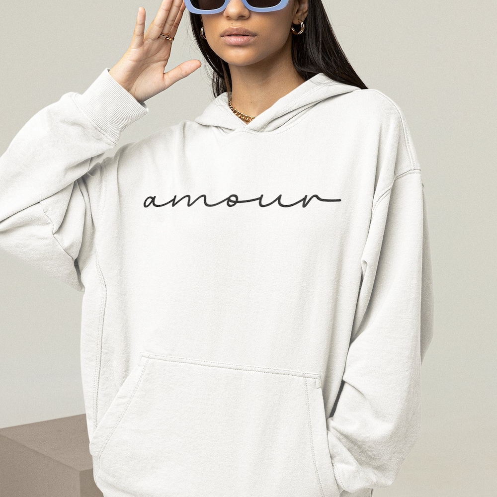 Hoodies And Sweatshirts Trendy, Hoodies With Sayings, Love Hoodie,Amour Hoodie, Hoodies For Women Aesthetic, Hoodies With Words, French Top Aurateestyle