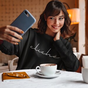 Sudadera Cliche, Sudadera Con Palabras, Sudadera Con Dichos, Sudadera para Mujer Trendy, Sudadera Minimalista, Camisa Francesa