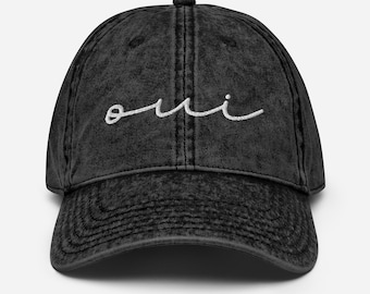 Oui Embroidered Vintage Hat, Cotton Twill Dad Hat