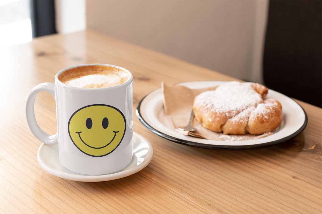Smiley Face Coffee Mug, Trendy Mug, Cute Coffee Mug, Gift for Her