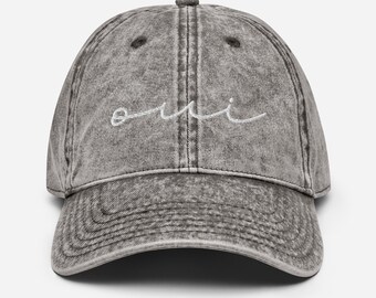 Oui Embroidered Vintage Hat, Cotton Twill Dad Hat