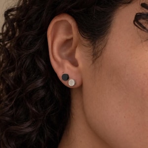 Hypoallergene Fake-Plug-Ohrstecker, Schwarz & Silber, minimalistischer Schmuck (18 Gauge)