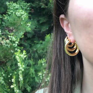 Small, Medium & Large Dainty Hoops Set - 14K Gold Plated Chunky Huggie Earrings, Hypoallergenic Everyday Jewelry, Perfect Gift for Sister