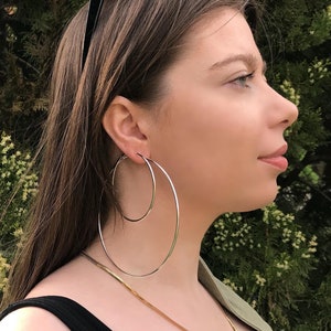 Big Silver Hoop Earrings for Women, Large Silver Hoops Earrings, 20mm, 30mm, 40mm, 50mm, 60mm, 70mm, 100mm Endless Earrings, Hypoallergenic
