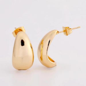 14K Gold Plated Teardrop Earrings | Chunky Waterproof Studs | Bold Gold Statement Jewelry | Gift for Women, Mom, Wife, or Friend, Christmas