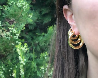 14k Gold Plated Chunky Hoop Earrings Set | Hypoallergenic Everyday Wear